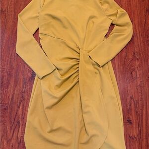 Donna Morgan Mustard Long-Sleeve Dress